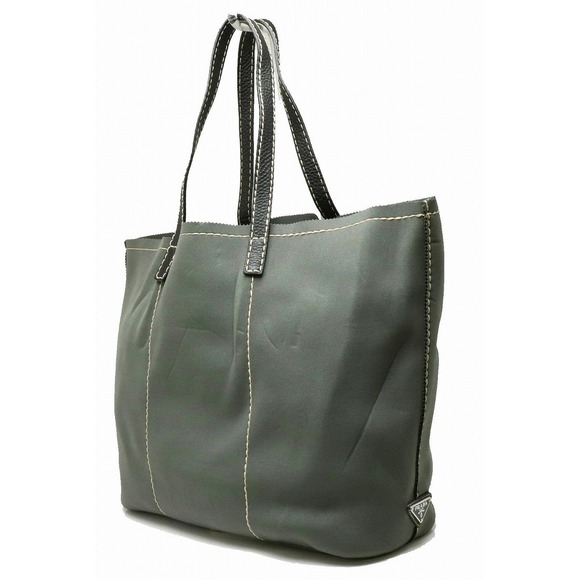 Prada Bag Shoulder Tote Tote Green Leather Neoprene Khaki - Picture 1 of 7